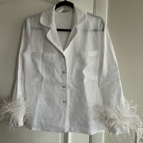 Linen White Feather Pajama Set - Picture 2 of 10